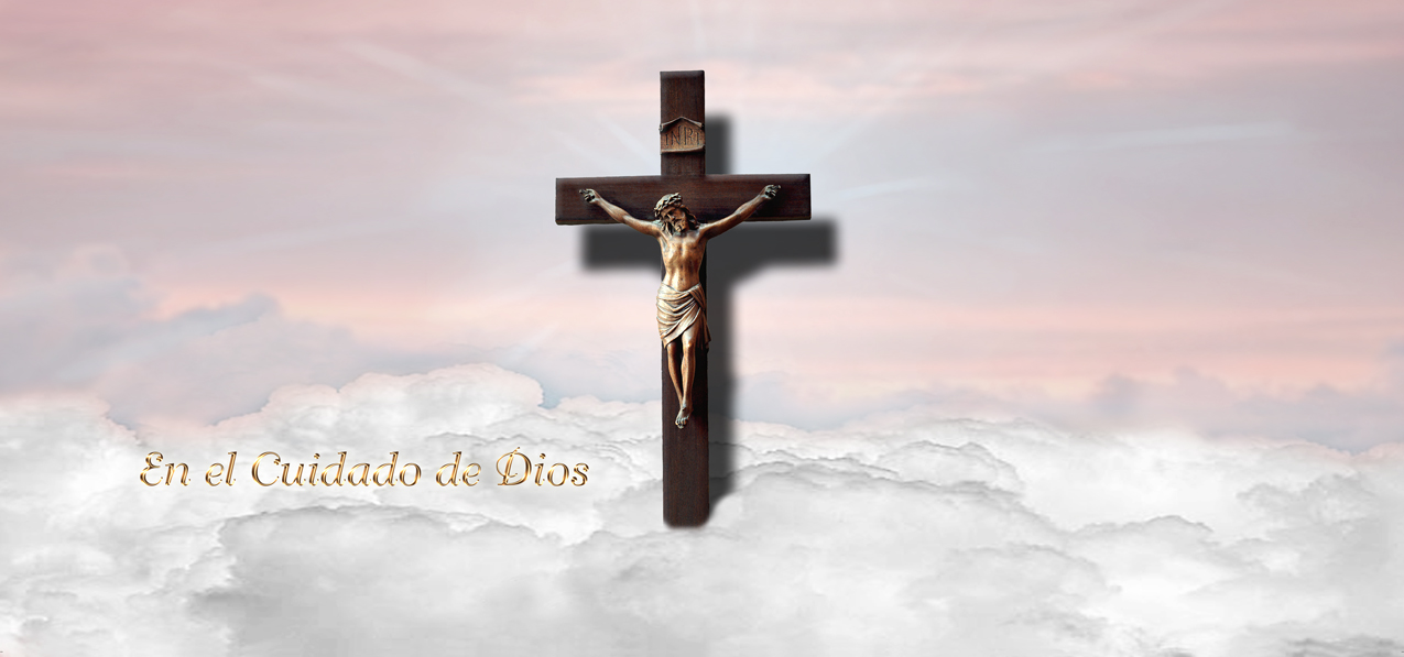 En el Cuidado de Dios (In Gods Care-Crucifix) Pink